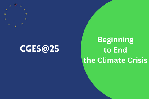 Blue and orange banner saying to celebrate CGES@25